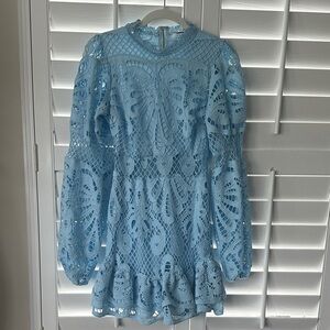 Showpo Sky Blue Lace Formal Dress